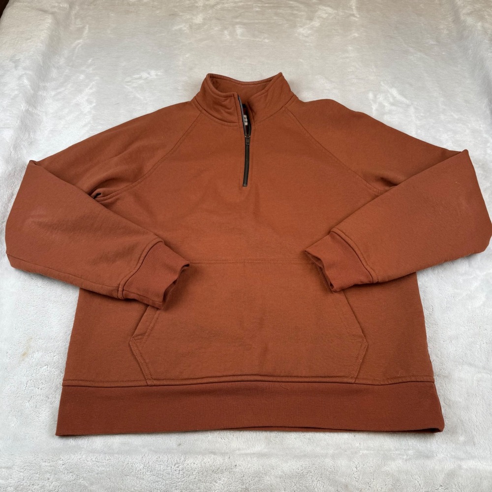 Flint and Tinder Mens Rust Orange Quarter Zip Sweatshirt Pullover XL‎ Made USA
